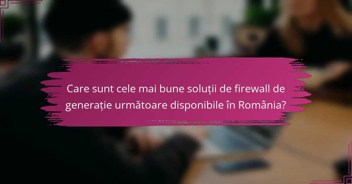 Care sunt cele mai bune soluții de firewall de generație următoare disponibile în România?