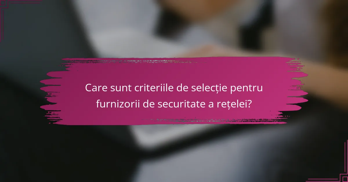 Care sunt criteriile de selecție pentru furnizorii de securitate a rețelei?