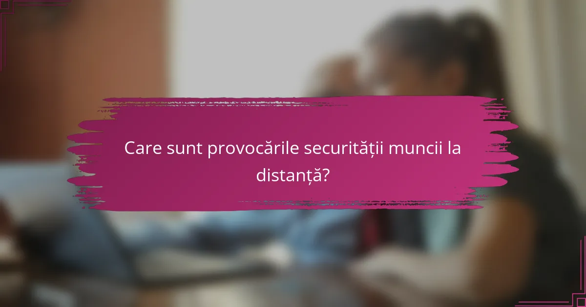 Care sunt provocările securității muncii la distanță?