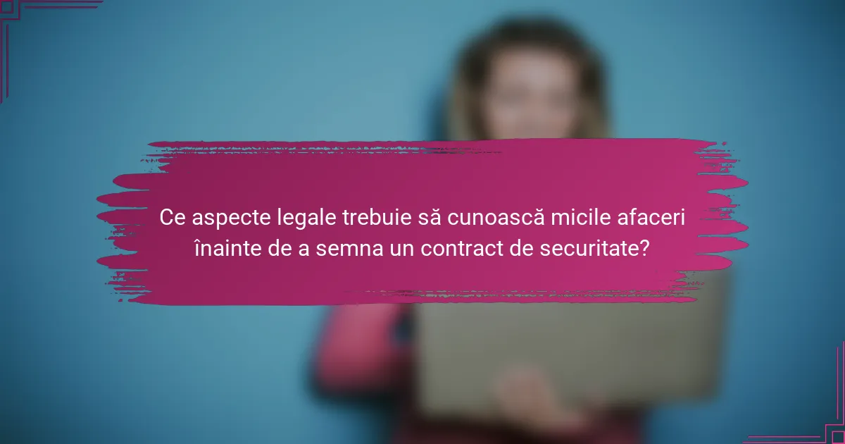 Ce aspecte legale trebuie să cunoască micile afaceri înainte de a semna un contract de securitate?