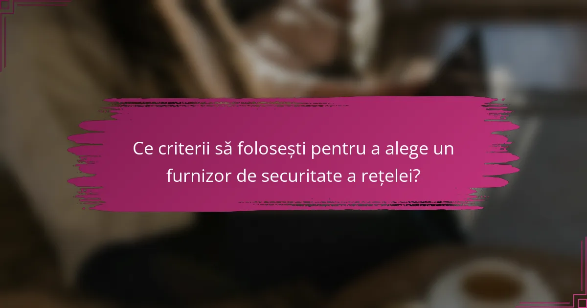 Ce criterii să folosești pentru a alege un furnizor de securitate a rețelei?