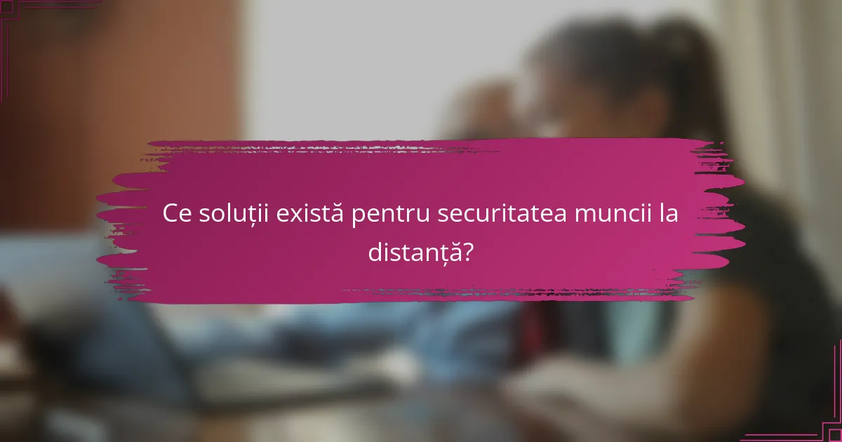Ce soluții există pentru securitatea muncii la distanță?