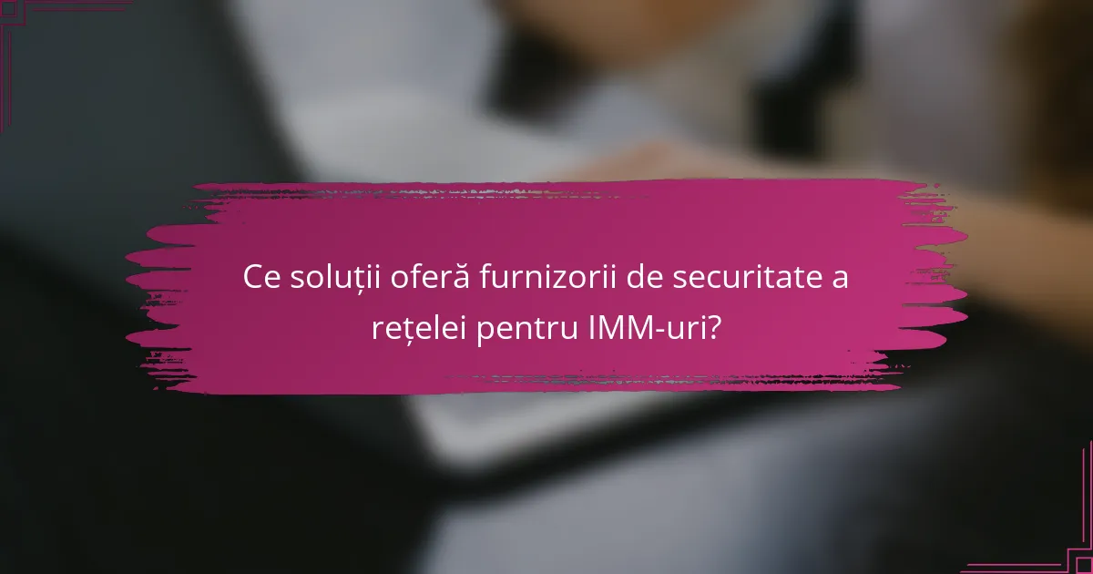 Ce soluții oferă furnizorii de securitate a rețelei pentru IMM-uri?