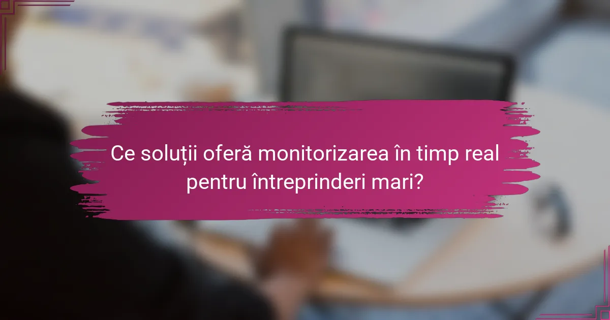 Ce soluții oferă monitorizarea în timp real pentru întreprinderi mari?