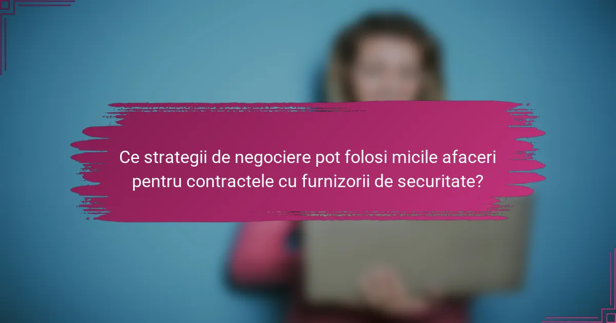 Ce strategii de negociere pot folosi micile afaceri pentru contractele cu furnizorii de securitate?