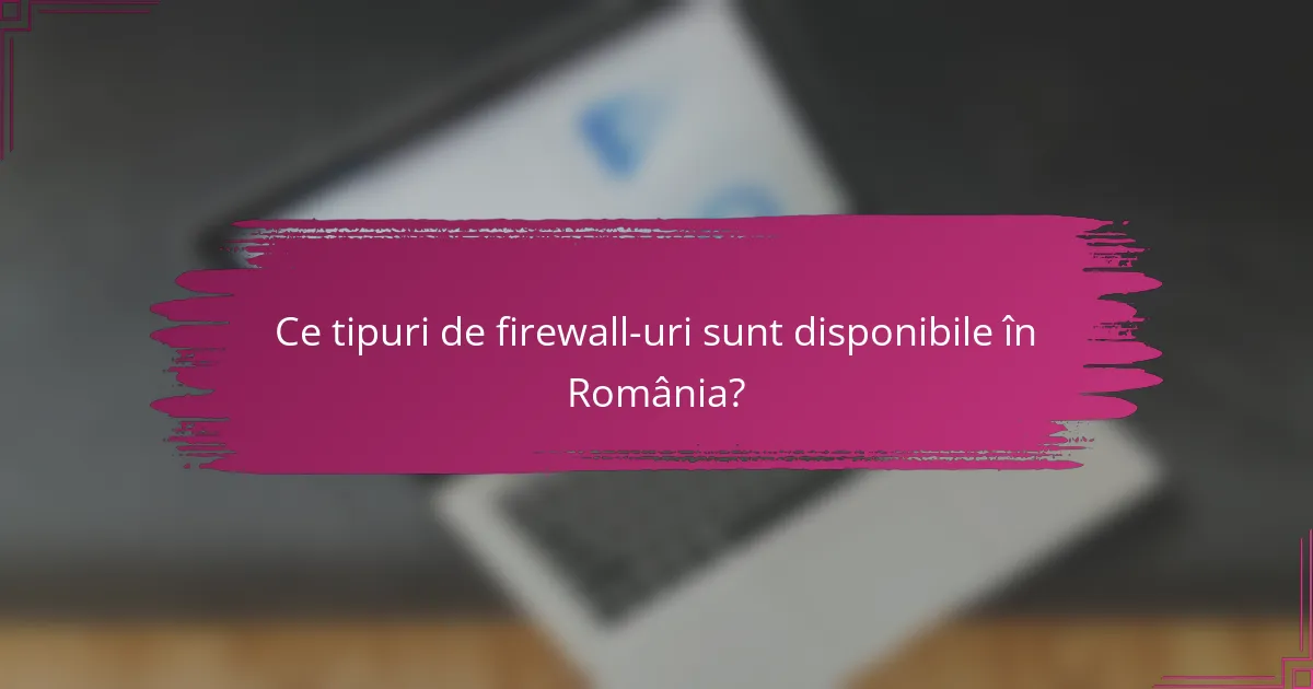 Ce tipuri de firewall-uri sunt disponibile în România?